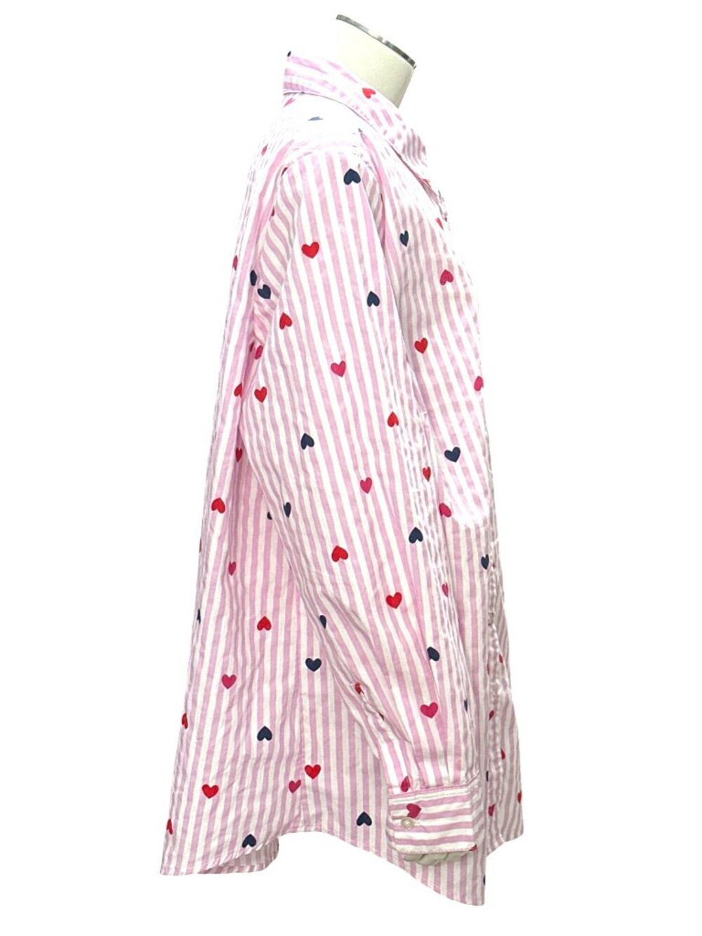 Woman Within 18 20 Pink Striped Heart Button Down Shirt Long Sleeve Loose Fit - Picture 6 of 11